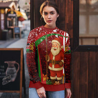 Kenya Christmas Ugly Christmas Sweater with Santa Claus Spear and Red Green Harambee Crest - Wonder Print Shop