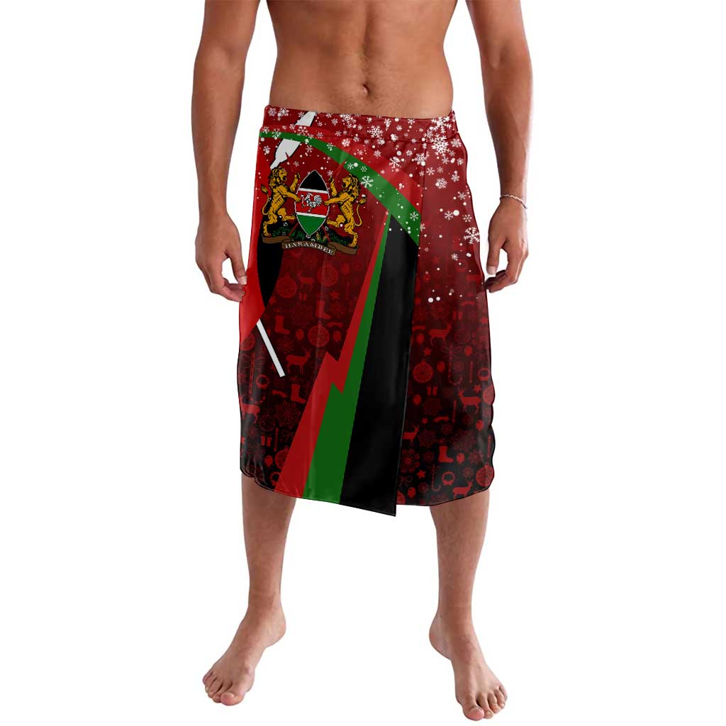 Kenya Christmas Lavalava with Santa Claus Spear and Red Green Harambee Crest - Wonder Print Shop