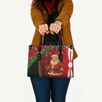 Kenya Christmas Leather Bag with Santa Claus Spear and Red Green Harambee Crest - Wonder Print Shop