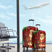 Kenya Christmas Luggage Cover with Santa Claus Spear and Red Green Harambee Crest - Wonder Print Shop
