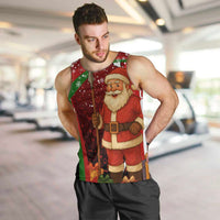 Kenya Christmas Men Tank Top with Santa Claus Spear and Red Green Harambee Crest - Wonder Print Shop