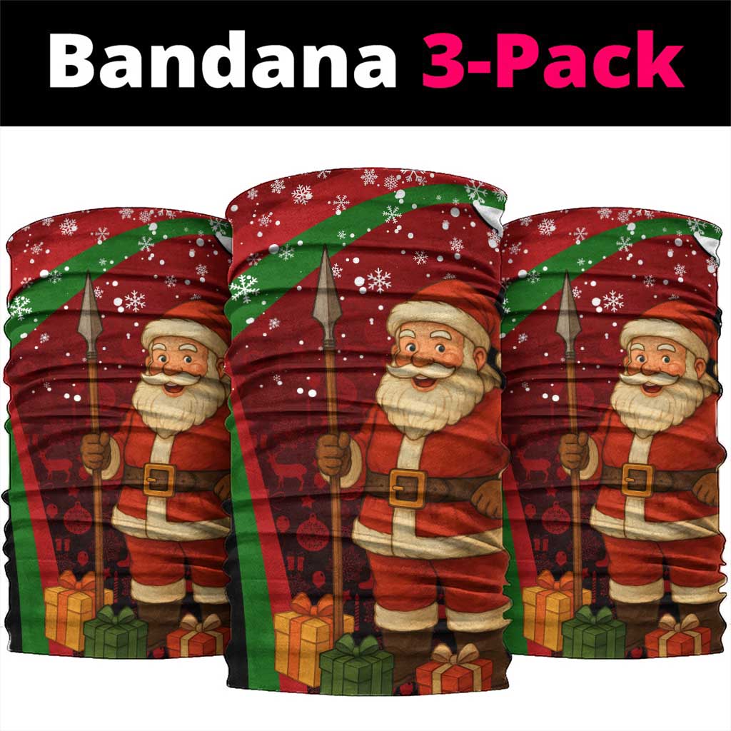 Kenya Christmas Neck Gaiter with Santa Claus Spear and Red Green Harambee Crest - Wonder Print Shop