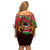 Kenya Christmas Off Shoulder Short Dress with Santa Claus Spear and Red Green Harambee Crest - Wonder Print Shop