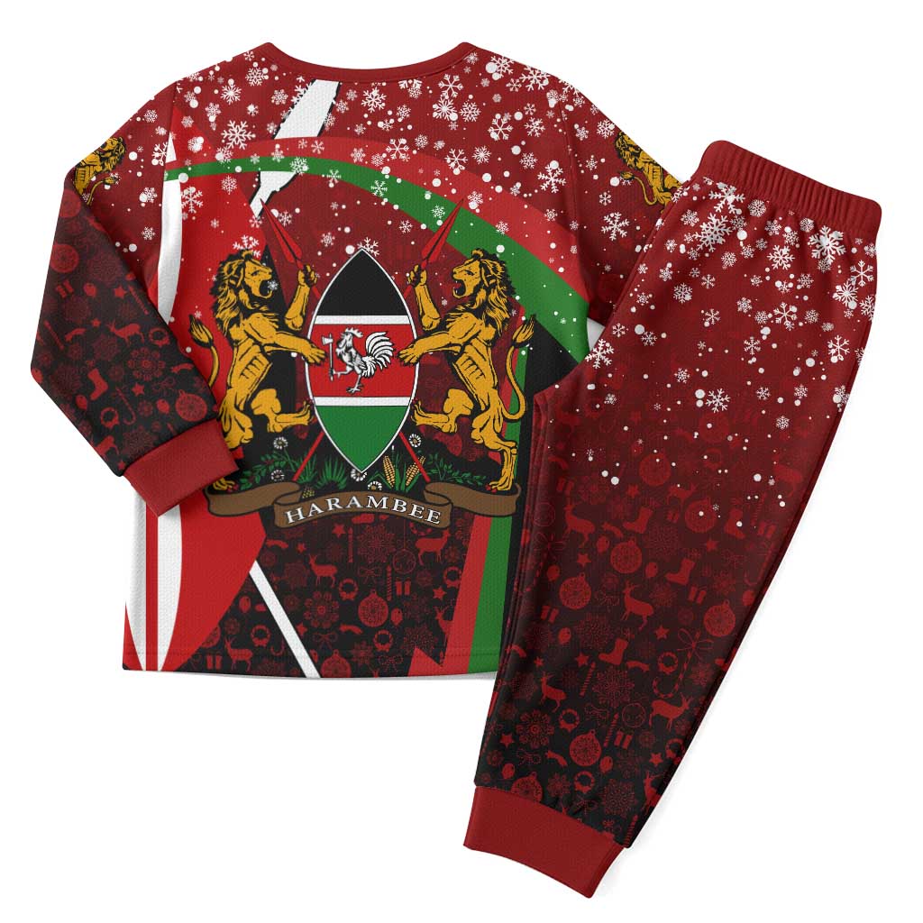 Kenya Christmas Pajama Set with Santa Claus Spear and Red Green Harambee Crest - Wonder Print Shop