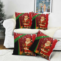 Kenya Christmas Pillow Cover with Santa Claus Spear and Red Green Harambee Crest - Wonder Print Shop