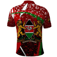 Kenya Christmas Polo Shirt with Santa Claus Spear and Red Green Harambee Crest - Wonder Print Shop