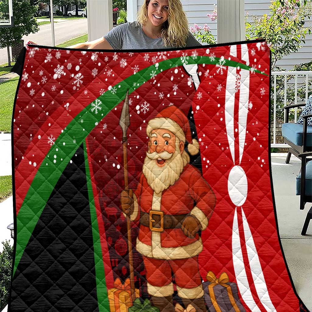 Kenya Christmas Quilt with Santa Claus Spear and Red Green Harambee Crest - Wonder Print Shop