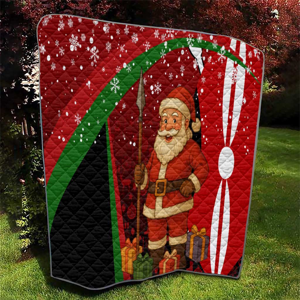 Kenya Christmas Quilt with Santa Claus Spear and Red Green Harambee Crest - Wonder Print Shop