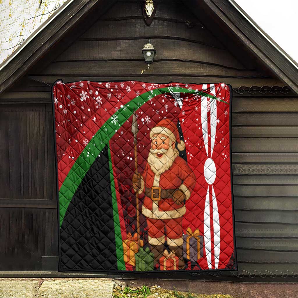 Kenya Christmas Quilt with Santa Claus Spear and Red Green Harambee Crest - Wonder Print Shop