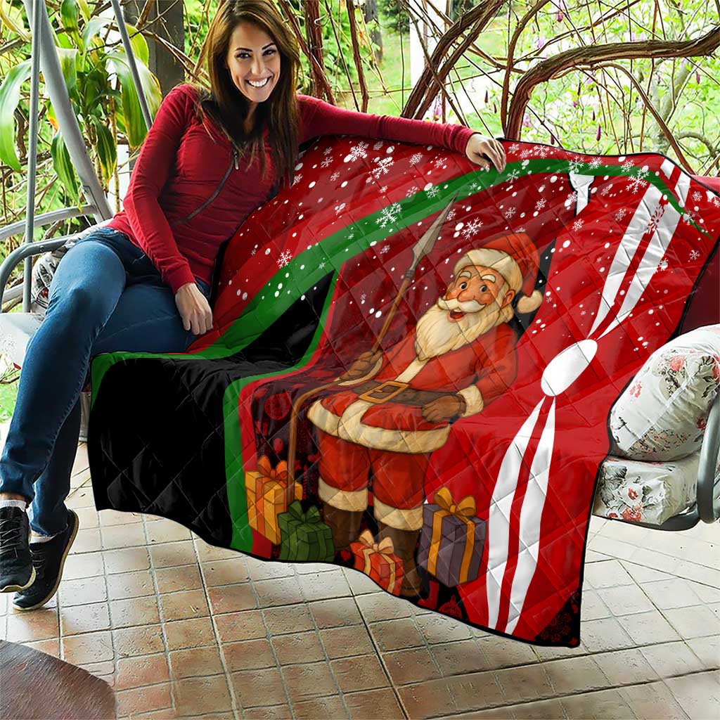 Kenya Christmas Quilt with Santa Claus Spear and Red Green Harambee Crest - Wonder Print Shop