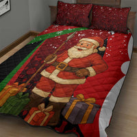 Kenya Christmas Quilt Bed Set with Santa Claus Spear and Red Green Harambee Crest - Wonder Print Shop