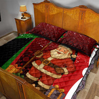 Kenya Christmas Quilt Bed Set with Santa Claus Spear and Red Green Harambee Crest - Wonder Print Shop