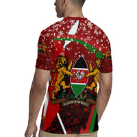 Kenya Christmas Rugby Jersey with Santa Claus Spear and Red Green Harambee Crest - Wonder Print Shop