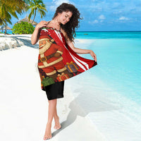 Kenya Christmas Sarong with Santa Claus Spear and Red Green Harambee Crest - Wonder Print Shop