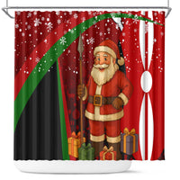 Kenya Christmas Shower Curtain with Santa Claus Spear and Red Green Harambee Crest - Wonder Print Shop