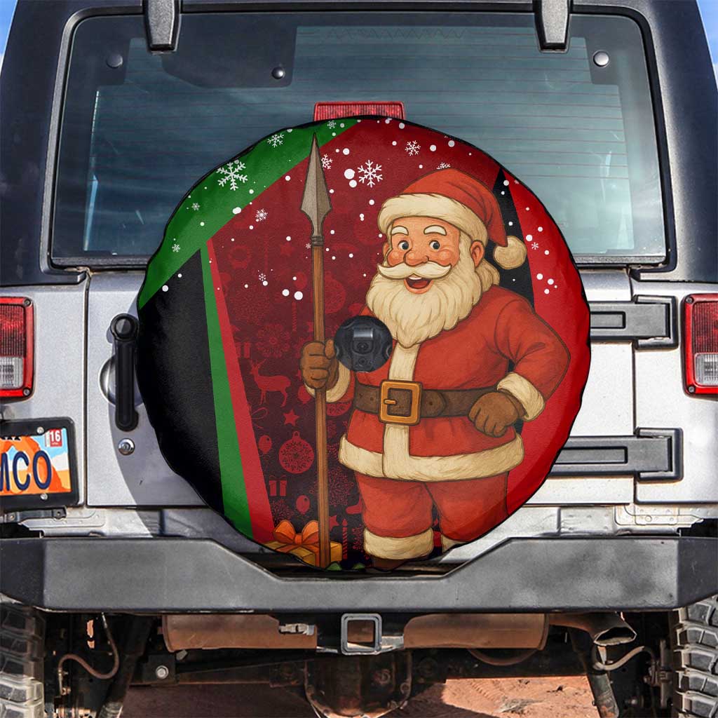 Kenya Christmas Spare Tire Cover with Santa Claus Spear and Red Green Harambee Crest - Wonder Print Shop
