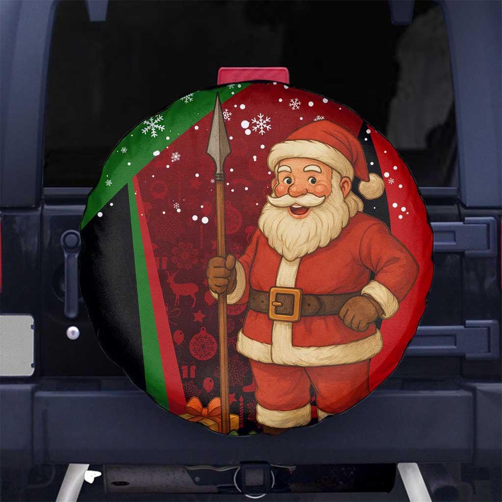 Kenya Christmas Spare Tire Cover with Santa Claus Spear and Red Green Harambee Crest - Wonder Print Shop