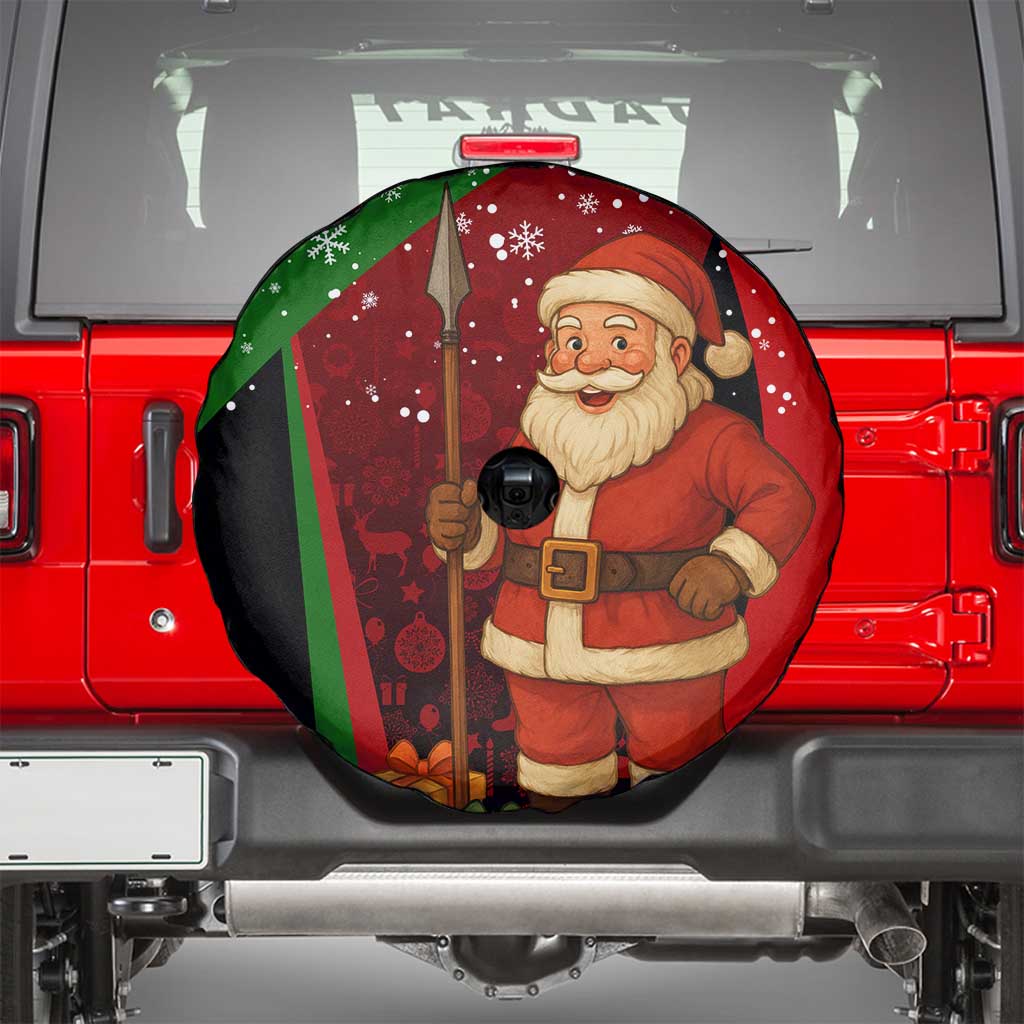Kenya Christmas Spare Tire Cover with Santa Claus Spear and Red Green Harambee Crest - Wonder Print Shop