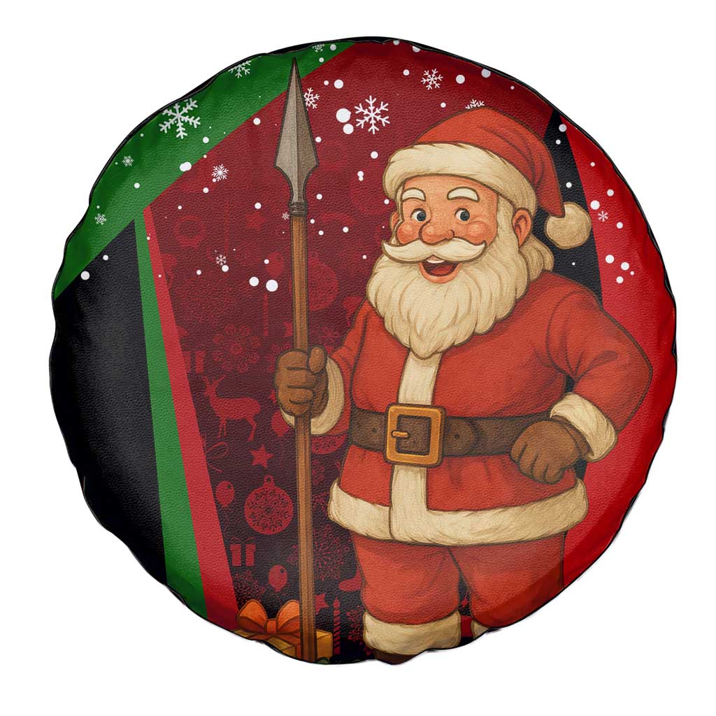 Kenya Christmas Spare Tire Cover with Santa Claus Spear and Red Green Harambee Crest - Wonder Print Shop