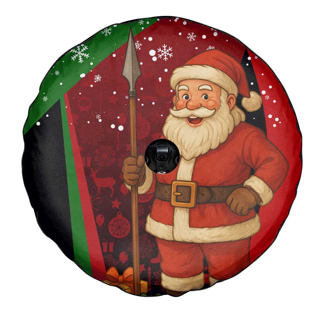 Kenya Christmas Spare Tire Cover with Santa Claus Spear and Red Green Harambee Crest - Wonder Print Shop