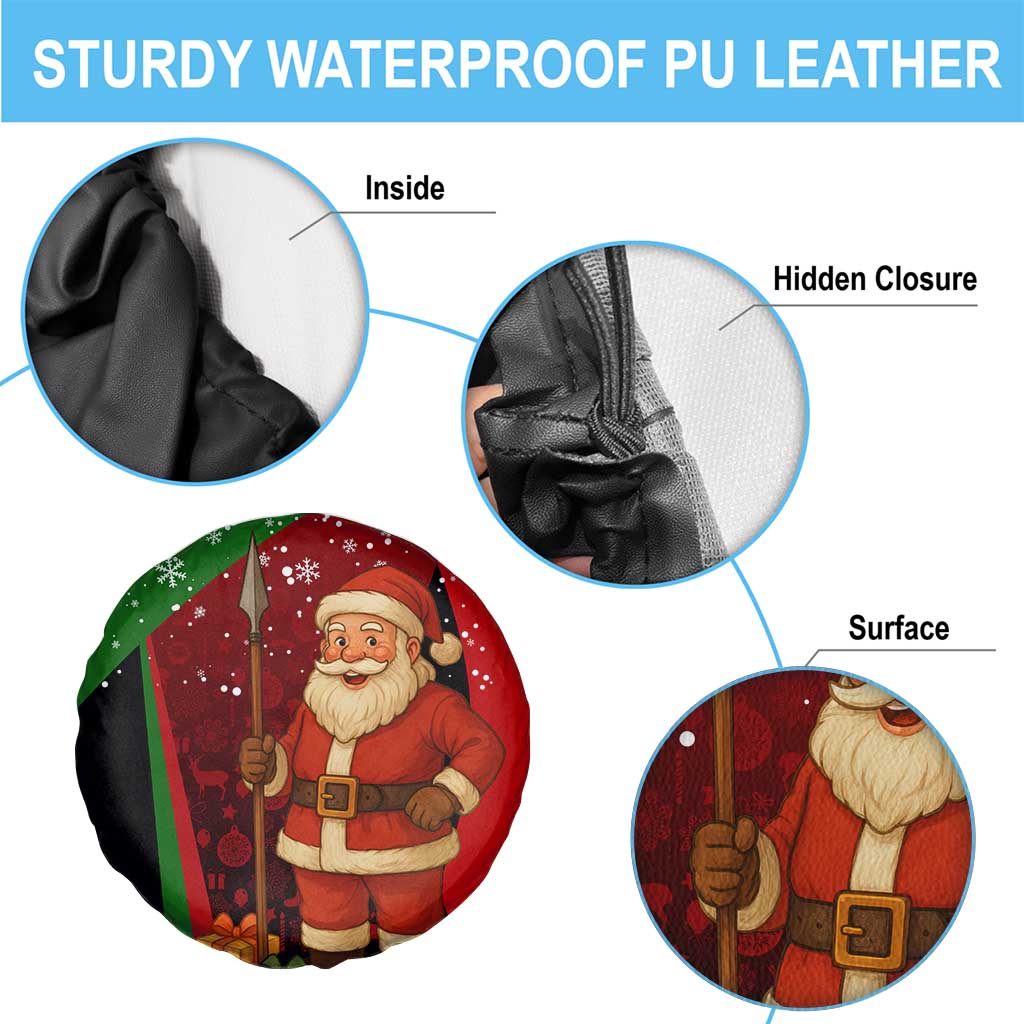 Kenya Christmas Spare Tire Cover with Santa Claus Spear and Red Green Harambee Crest - Wonder Print Shop