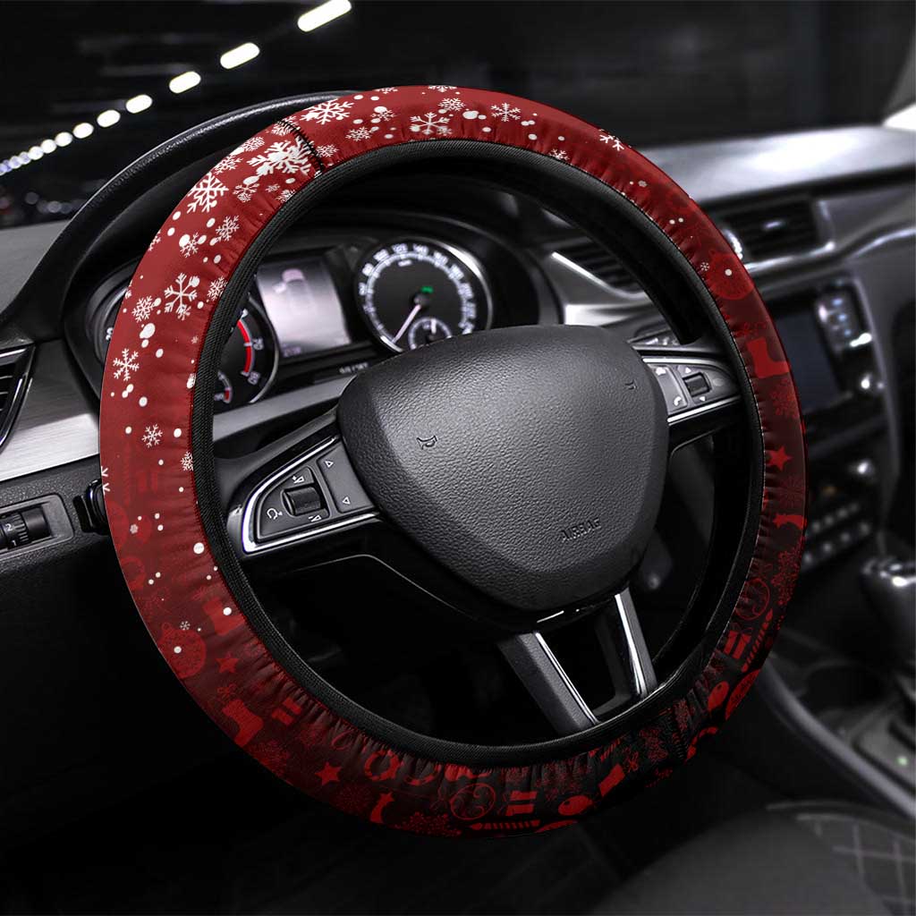 Kenya Christmas Steering Wheel Cover with Santa Claus Spear and Red Green Harambee Crest - Wonder Print Shop