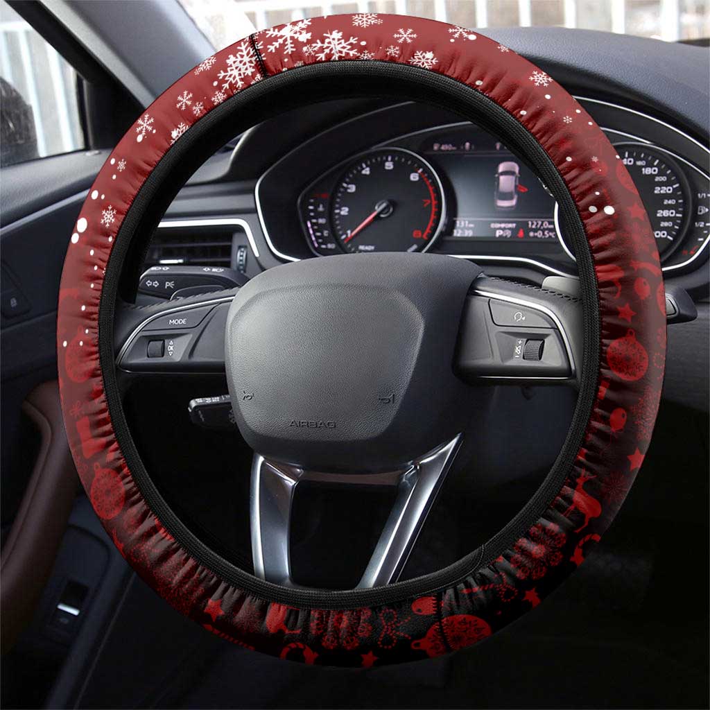 Kenya Christmas Steering Wheel Cover with Santa Claus Spear and Red Green Harambee Crest - Wonder Print Shop