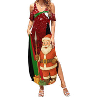 Kenya Christmas Summer Maxi Dress with Santa Claus Spear and Red Green Harambee Crest - Wonder Print Shop