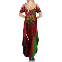 Kenya Christmas Summer Maxi Dress with Santa Claus Spear and Red Green Harambee Crest - Wonder Print Shop