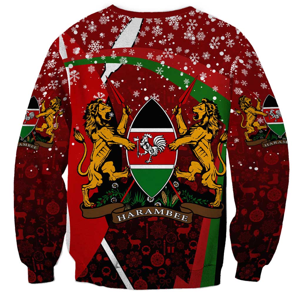 Kenya Christmas Sweatshirt with Santa Claus Spear and Red Green Harambee Crest - Wonder Print Shop