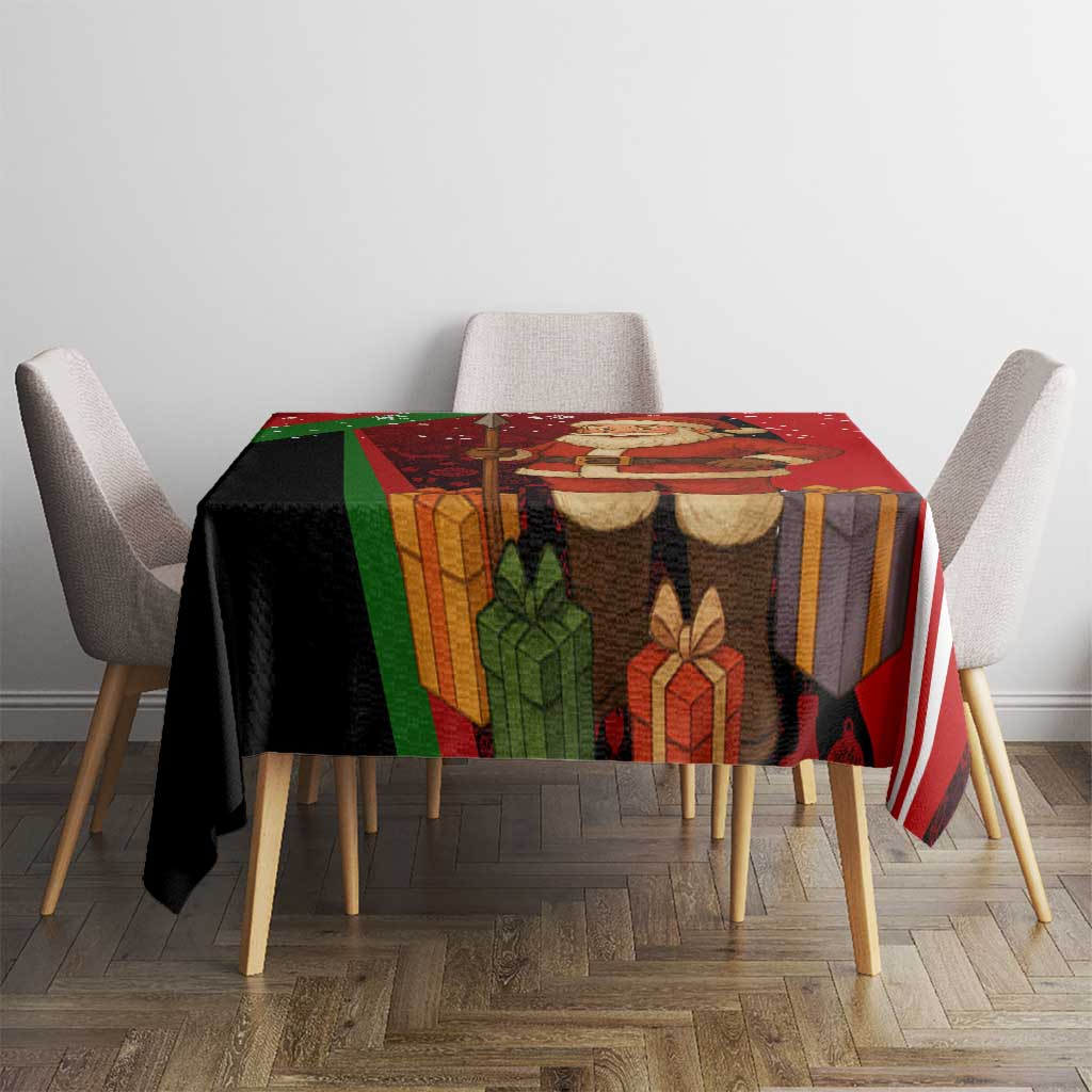 Kenya Christmas Tablecloth with Santa Claus Spear and Red Green Harambee Crest - Wonder Print Shop