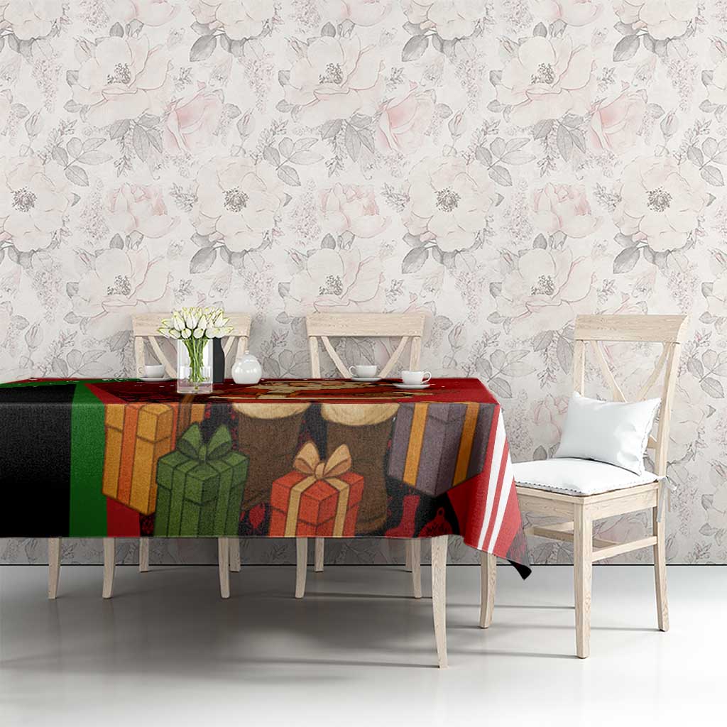 Kenya Christmas Tablecloth with Santa Claus Spear and Red Green Harambee Crest - Wonder Print Shop
