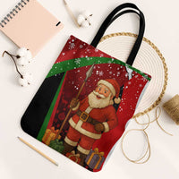 Kenya Christmas Tote Bag with Santa Claus Spear and Red Green Harambee Crest - Wonder Print Shop