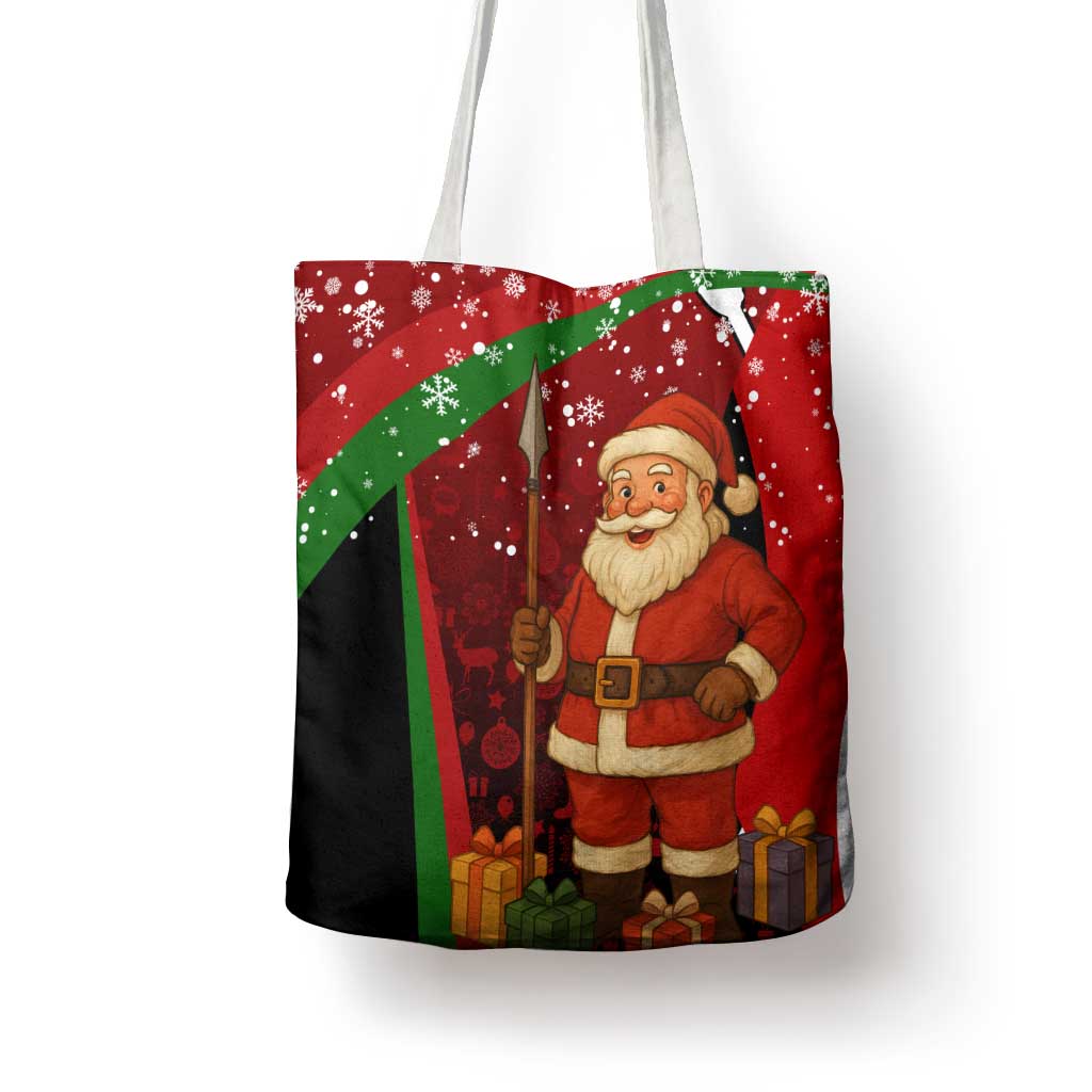 Kenya Christmas Tote Bag with Santa Claus Spear and Red Green Harambee Crest - Wonder Print Shop