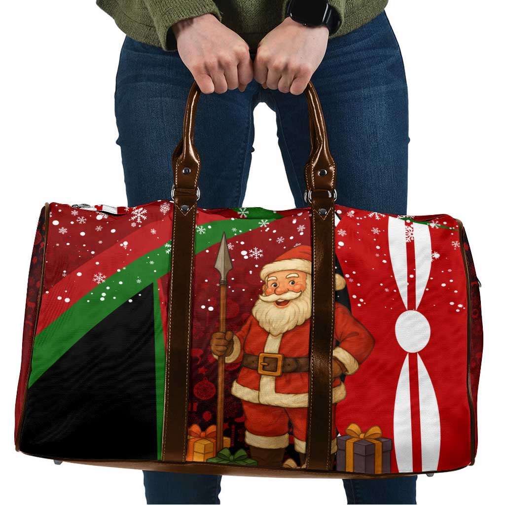 Kenya Christmas Travel Bag with Santa Claus Spear and Red Green Harambee Crest - Wonder Print Shop