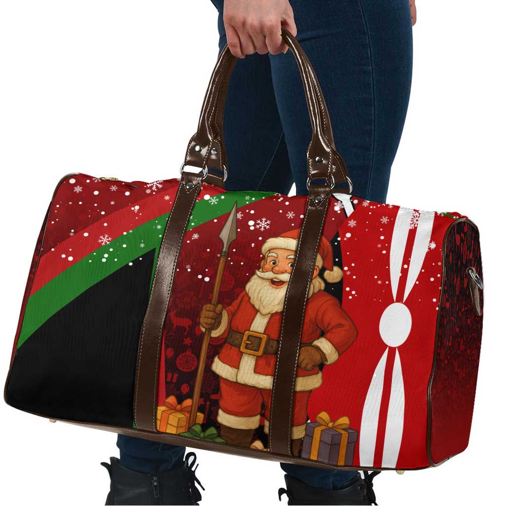 Kenya Christmas Travel Bag with Santa Claus Spear and Red Green Harambee Crest - Wonder Print Shop