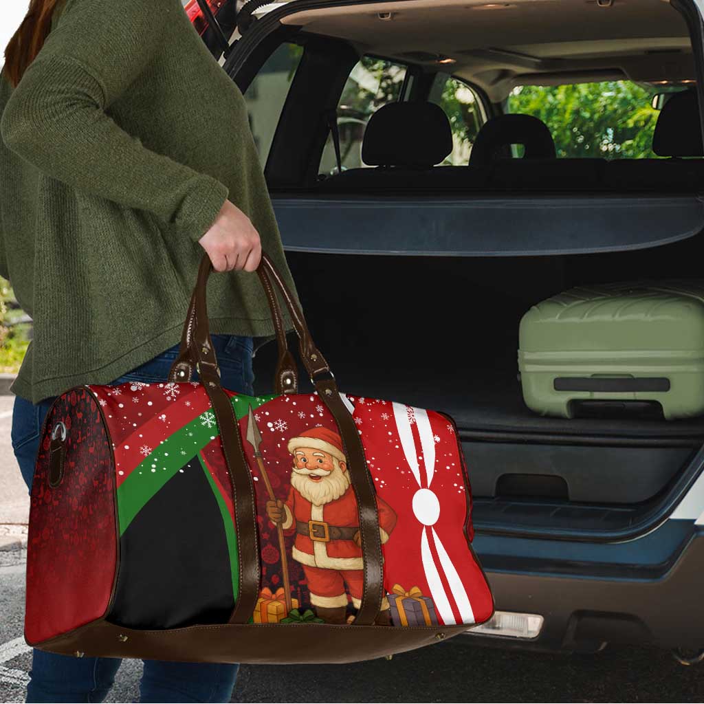 Kenya Christmas Travel Bag with Santa Claus Spear and Red Green Harambee Crest - Wonder Print Shop