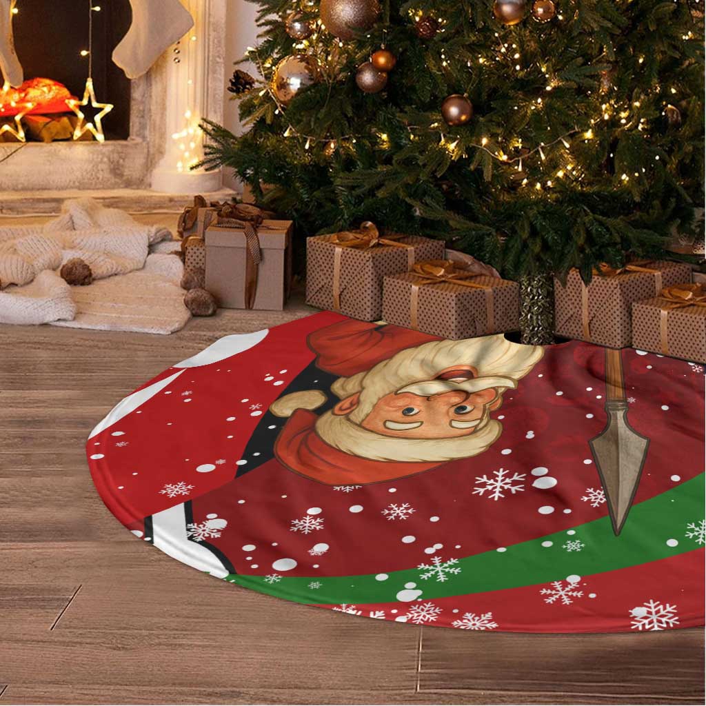 Kenya Christmas Tree Skirt with Santa Claus Spear and Red Green Harambee Crest - Wonder Print Shop