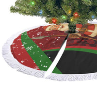 Kenya Christmas Tree Skirt with Santa Claus Spear and Red Green Harambee Crest - Wonder Print Shop