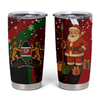 Kenya Christmas Tumbler Cup with Santa Claus Spear and Red Green Harambee Crest - Wonder Print Shop