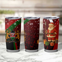 Kenya Christmas Tumbler Cup with Santa Claus Spear and Red Green Harambee Crest - Wonder Print Shop