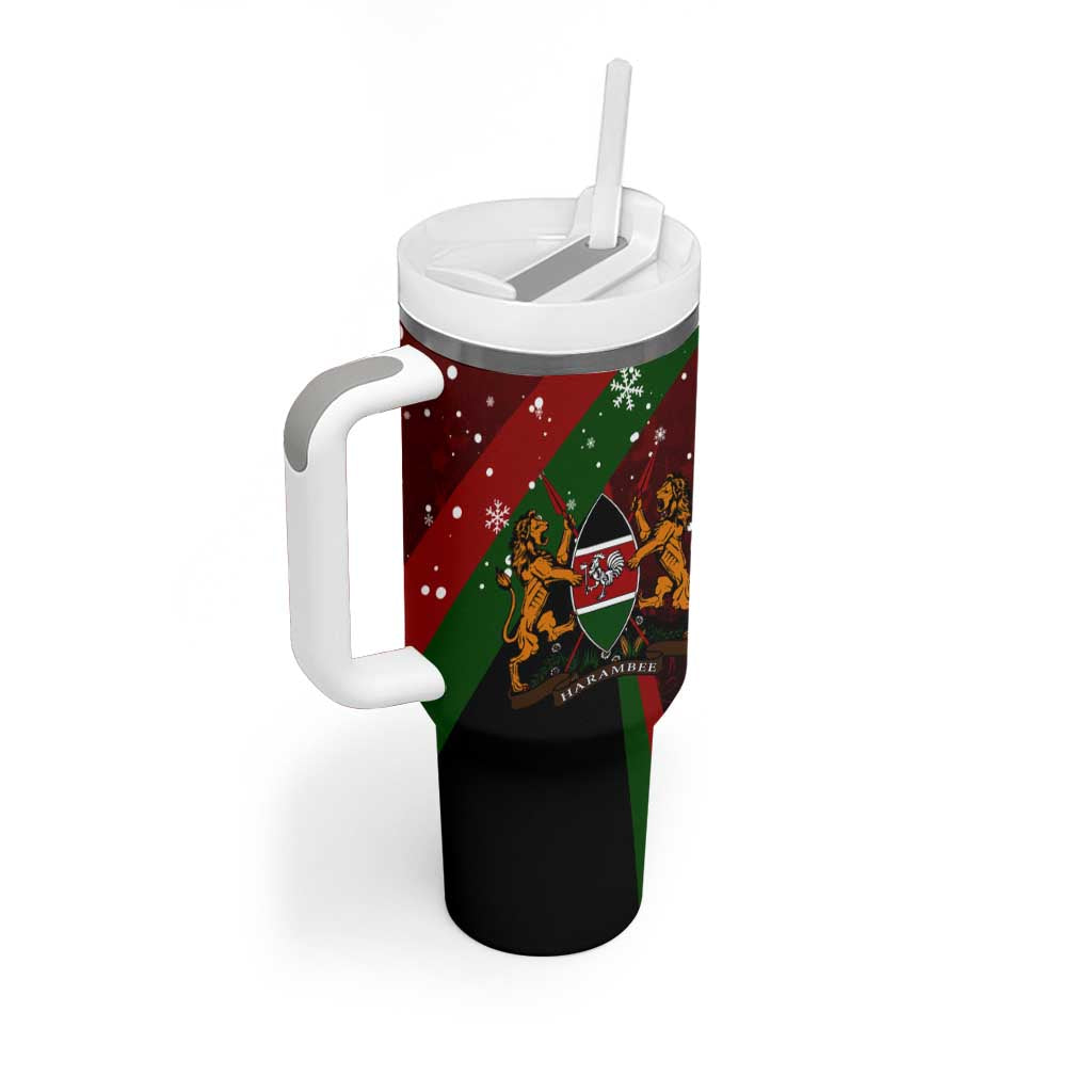 Kenya Christmas Tumbler With Handle with Santa Claus Spear and Red Green Harambee Crest - Wonder Print Shop