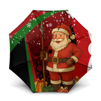 Kenya Christmas Umbrella with Santa Claus Spear and Red Green Harambee Crest - Wonder Print Shop