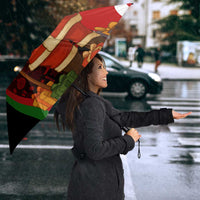 Kenya Christmas Umbrella with Santa Claus Spear and Red Green Harambee Crest - Wonder Print Shop