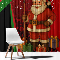 Kenya Christmas Window Curtain with Santa Claus Spear and Red Green Harambee Crest - Wonder Print Shop