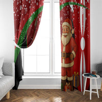 Kenya Christmas Window Curtain with Santa Claus Spear and Red Green Harambee Crest - Wonder Print Shop