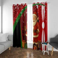 Kenya Christmas Window Curtain with Santa Claus Spear and Red Green Harambee Crest - Wonder Print Shop