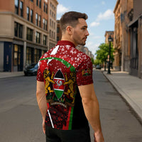 Kenya Christmas Zipper Polo Shirt with Santa Claus Spear and Red Green Harambee Crest - Wonder Print Shop