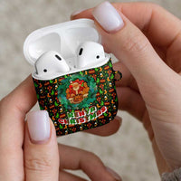 Kenya Christmas AirPods Case with Santa Feast Scene and Festive Wreath Pattern - Wonder Print Shop