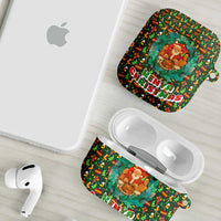 Kenya Christmas AirPods Case with Santa Feast Scene and Festive Wreath Pattern - Wonder Print Shop